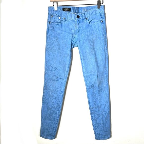 J. Crew light wash floral print toothpick ankle jeans size 24 B98 - Picture 1 of 5